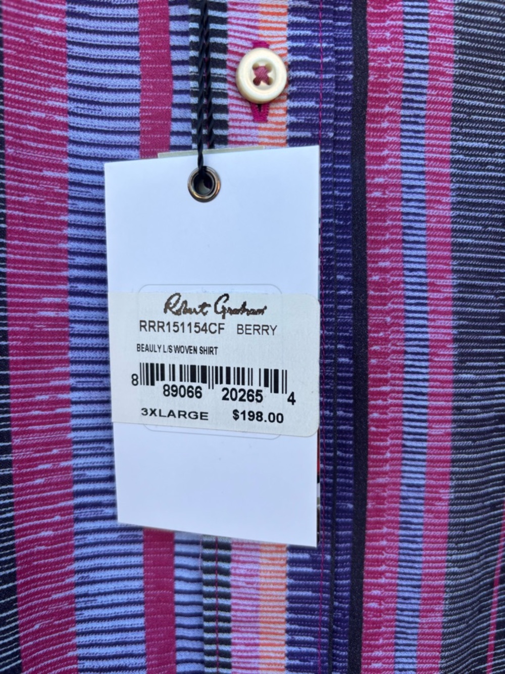 Robert Graham Multicolor Purple & Pink Striped Button-Down Shirt - Picture 3 of 5